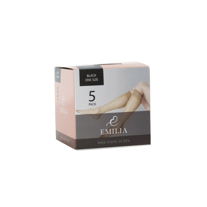 5-Pack Emila Svarta Nylon knästrumpor 20d