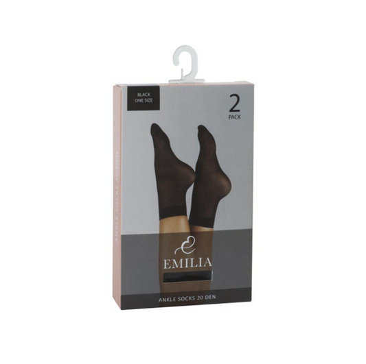 2-Pack Emilia Svarta Nylonstrumpor 20d