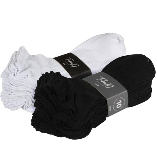 Take 2 x 10-Pack Ankelstrumpor Svart & Vit